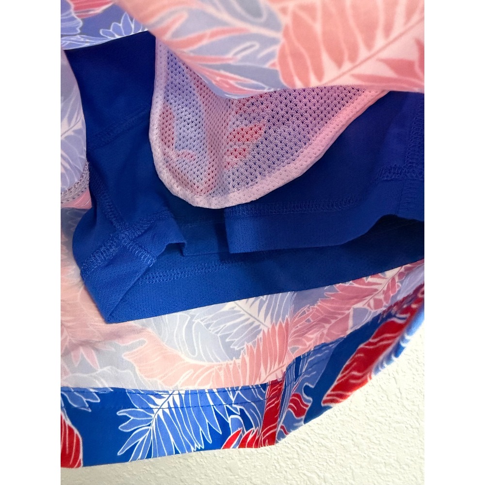 Members Mark Mens Resort Swim Trunks Red Blue Tropical Palm Leaf Medium Beach - Picture 5 of 6